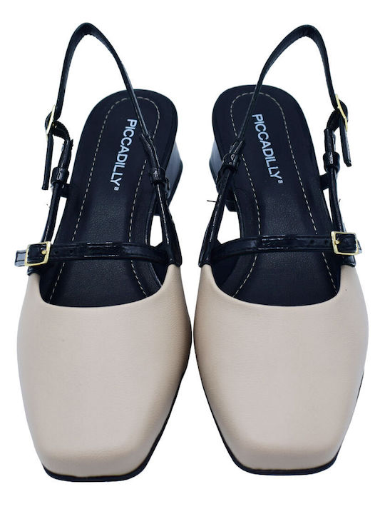 Anatomic Synthetic Leather Beige Low Heels with Strap