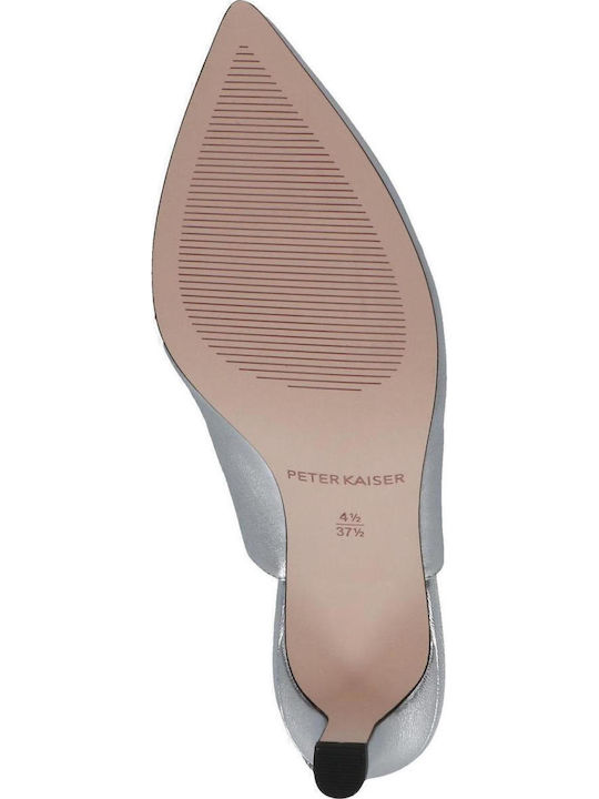 Leder Pumps mit Riemchen Silber