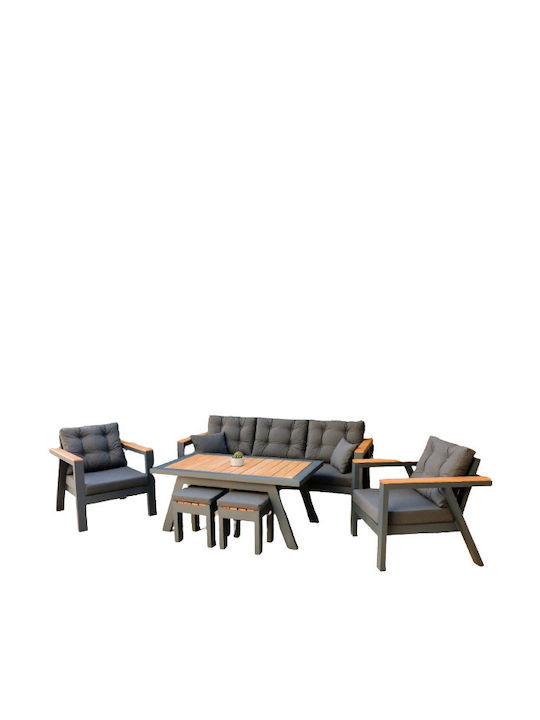 Set Camera De Zi Pentru Exterior Atlantic-Set 10 Sloturi Antracit Cu Perne