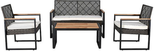 Garten- und Outdoor-Möbelset Wohnzimmer 4 Stück Schwarz mit Kissen Garten- und Outdoor-Möbelset Wohnzimmer 4 Stück Schwarz mit Kissen
