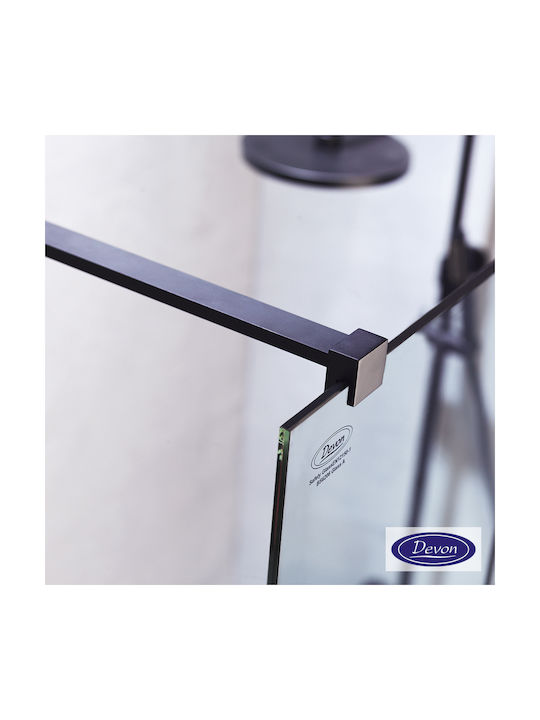 Devon Iwis Walk-in Fixed Side for Shower 57-59x200cm Clear Glass Black Matt