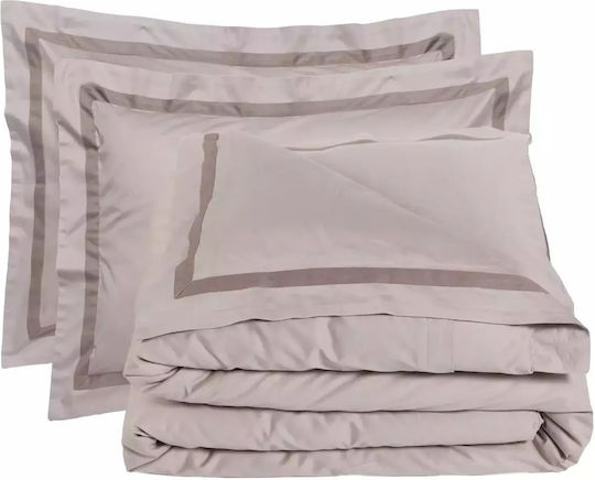 Das Home Set Duvet Cover Executive 1700 Cotton Satin 220x240cm Super King with 2 Pillowcases Taupe