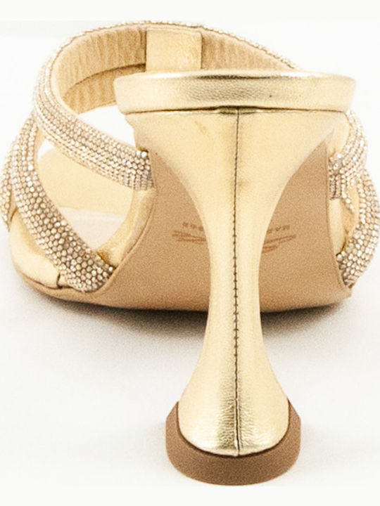 Stoff Sandalen mit Strass Gold