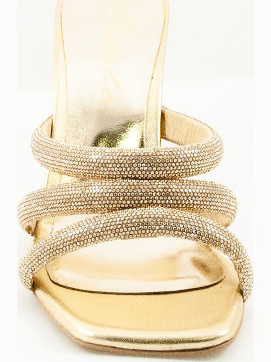 Stoff Sandalen mit Strass Gold
