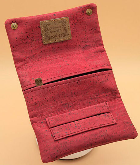 Original Kavatza Joint Tobacco Pouch Made of Burgundy Artificial Leather with Magnetic Closure