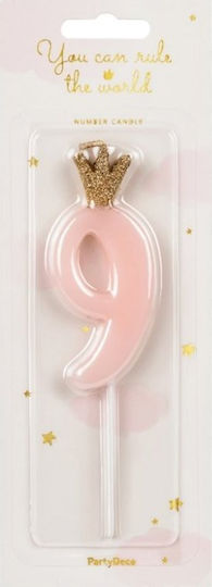 Birthday Candle Number 9 Pink 9.5cm 71855