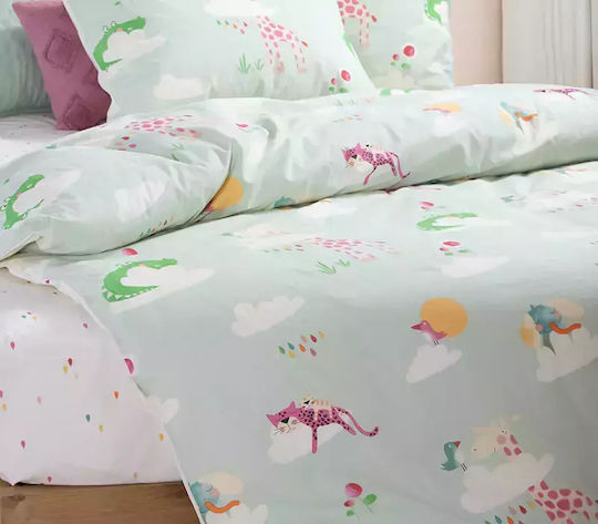Nef-Nef Homeware Single Set Sky Is a Zoo Green 170x260cm Nef-Nef Homeware Single Set Sky Is a Zoo Green 170x260cm