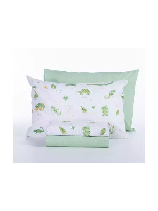 Nef-Nef Homeware Bettwäsche-Set Einzel Baumwolle Cute Reptiles Grün 170x260cm 3Stück