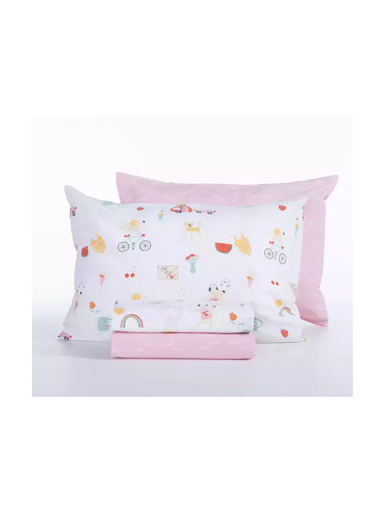 Nef-Nef Homeware Σετ Μονά Happy Today Ροζ 170x260cm