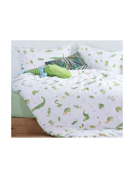 Nef-Nef Homeware Bettwäsche-Set Einzel Baumwolle Cute Reptiles Grün 170x260cm 3Stück