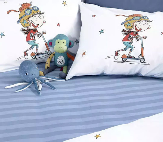 Nef-Nef Homeware Σετ Σεντόνια Μονά Βαμβακερά In The City Λευκό 170x260cm 3τμχ