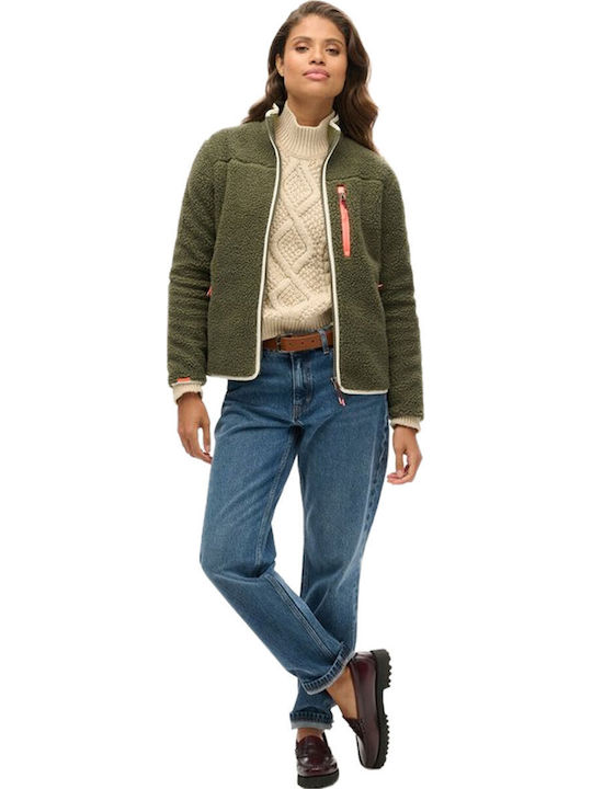 Fleece Damen Jacke Dusty Olive Green