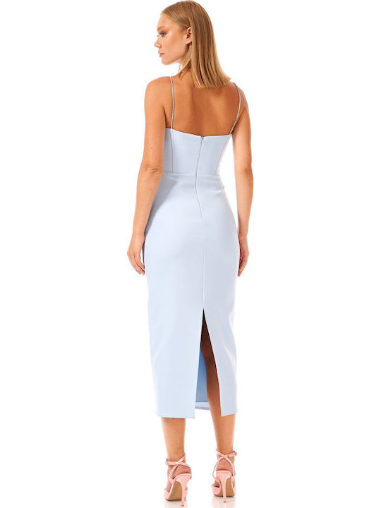 Summer Midi Evening Dress Light Blue