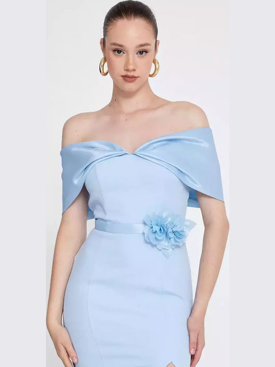 Maxi Dress for Wedding / Baptism Open Back Sky Blue