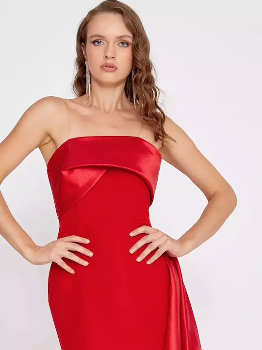 Maxi Dress for Wedding Christening Strapless Red