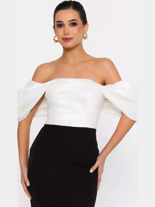 Maxi Φόρεμα για Γάμο / Βάπτιση Off-Shoulder Εκρού