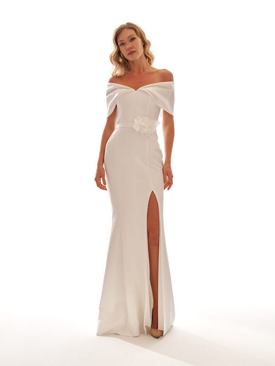 Maxi Kleid für Hochzeit / Taufe Offener Rücken Ecru