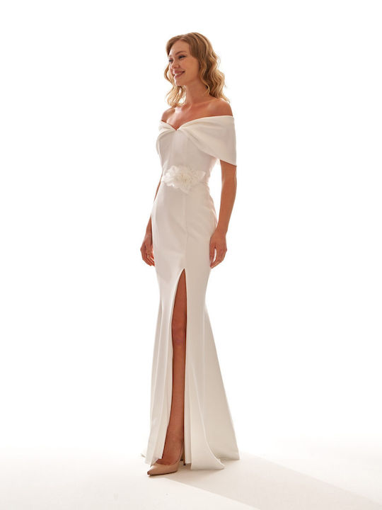 Maxi Kleid für Hochzeit / Taufe Offener Rücken Ecru