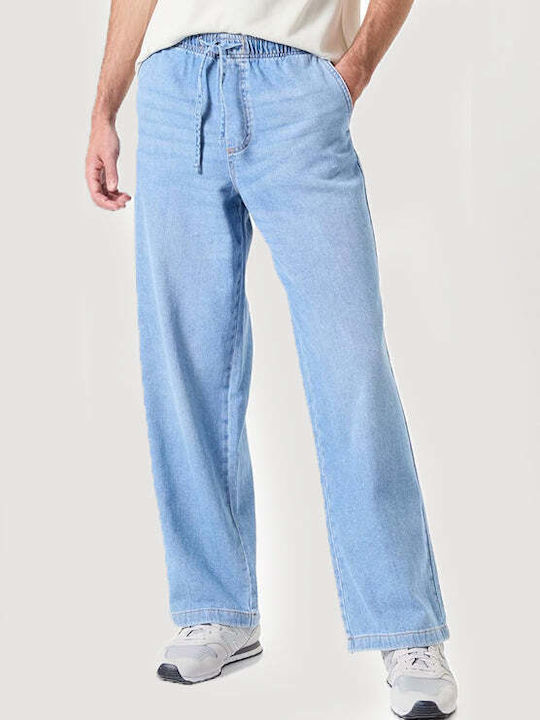 Men's Jeans Pants with Loose Fit Light Blue Denim