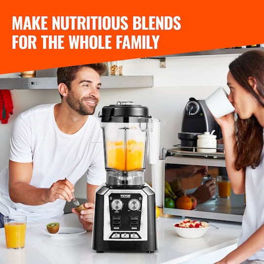 Vevor Commercial Blender 2.2kW Black with Jug Capacity 2lt 24x19.8x44cm