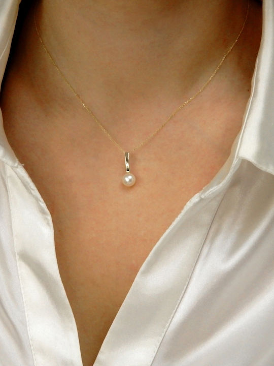 Polytimo Set with Necklace & Earrings from Gold 14K with Pearls