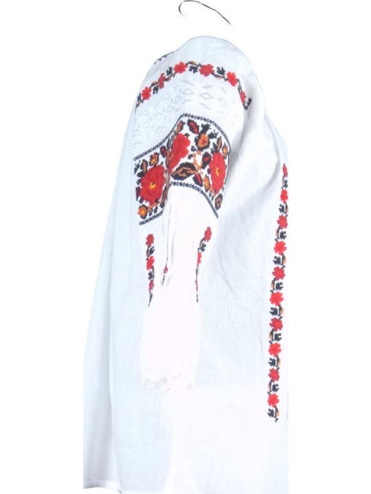 Baumwolle Tunika Langärmelig White/Red