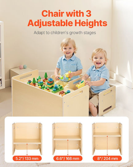 Kids Table and Chairs Set Beige Vevor