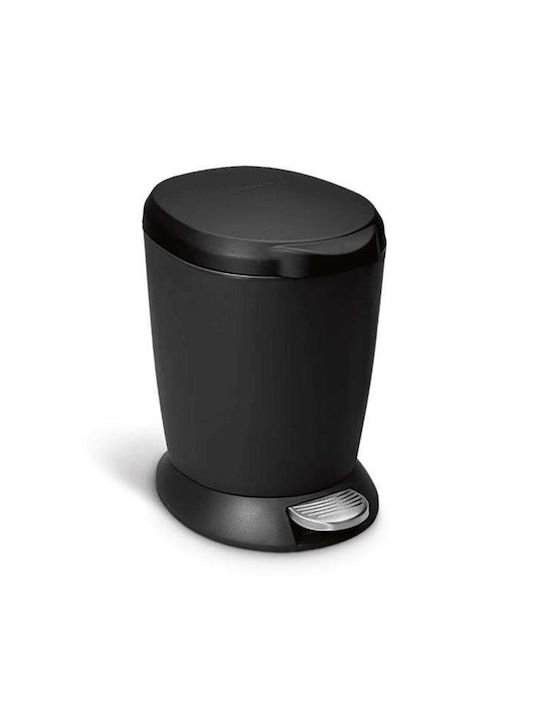 Simplehuman Κάδος Απορριμμάτων Πλαστικός με Πεντάλ Μαύρος 6lt