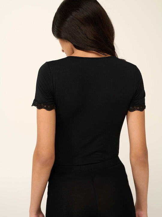 Kurzärmelig Black Damen T-Shirt