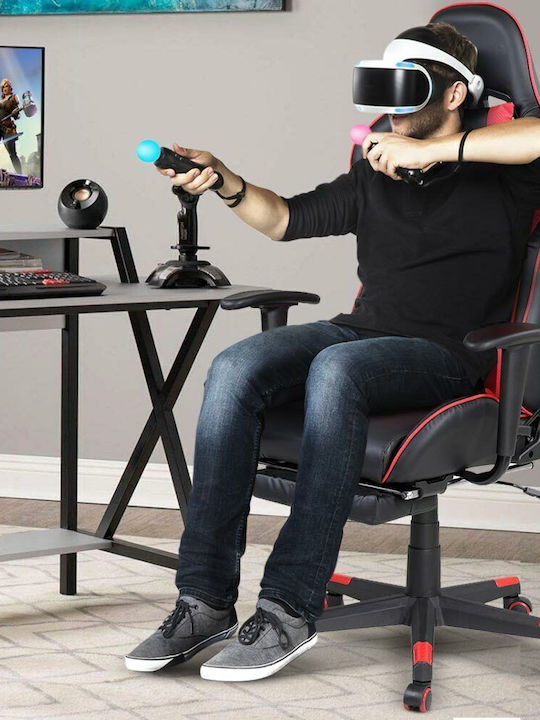 Bakaji 02837447 Καρέκλα Gaming Δερματίνης με Υποπόδιο Μαύρο / Κόκκινο