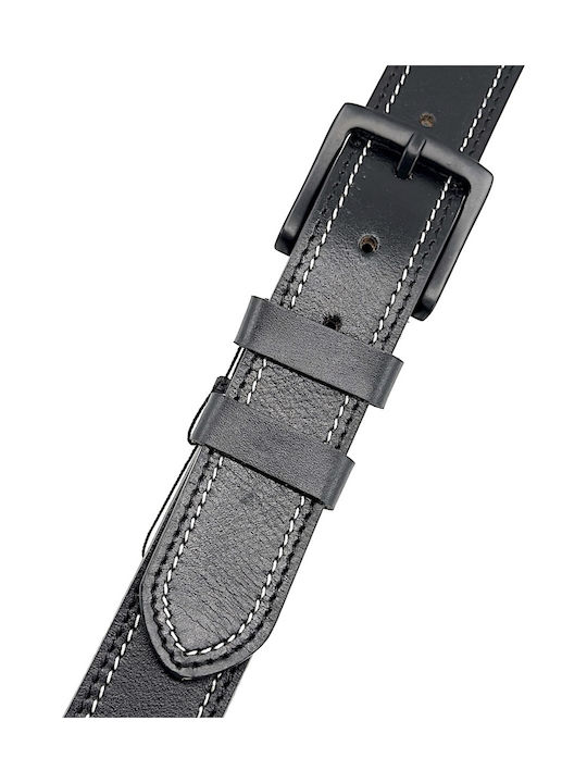 Wide Men's Belt Leather Black