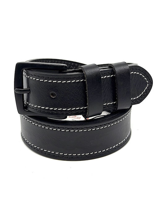 Wide Men's Belt Leather Black