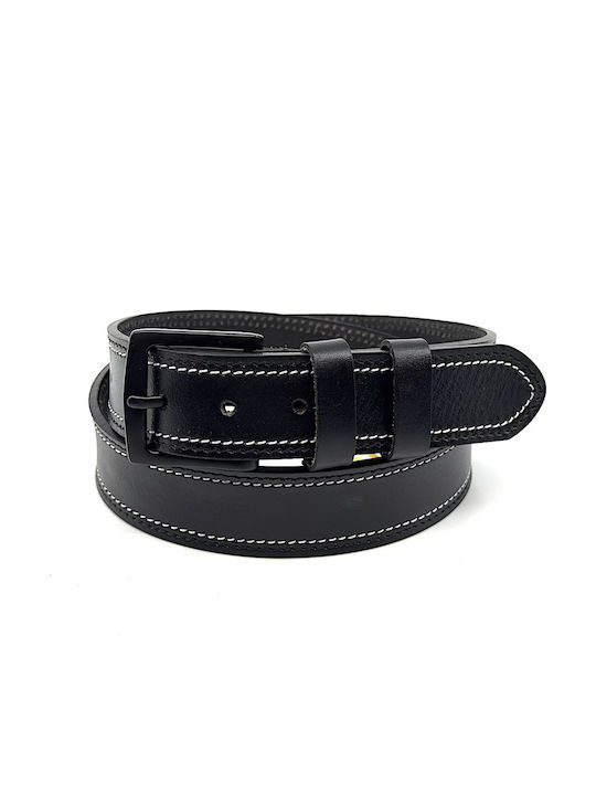 Wide Men's Belt Leather Black