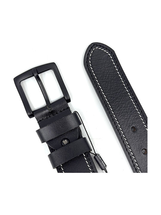Wide Men's Belt Leather Black