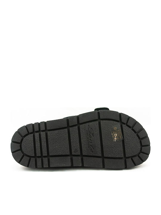 Leather Women's Flat Sandals Anatomic in Black Color