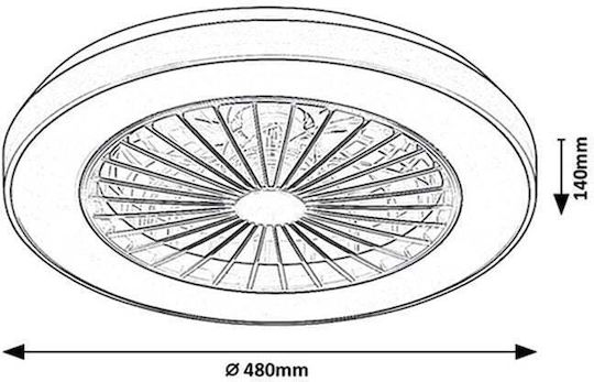 Rabalux Dalfon2 Ceiling Light 48cm with Light Fixture Black