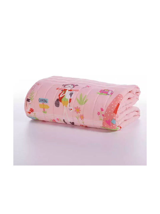 Nef-Nef Homeware Παιδικό Κουβερλί Ημίδιπλο Camping Ροζ 180x240εκ.