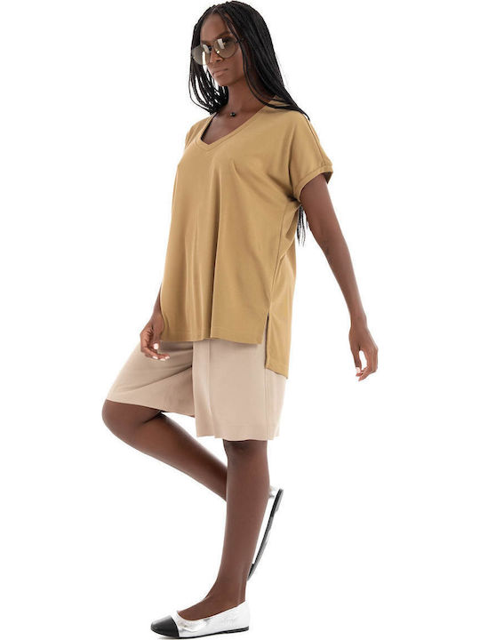 Women's Blouse Short Sleeve Camel