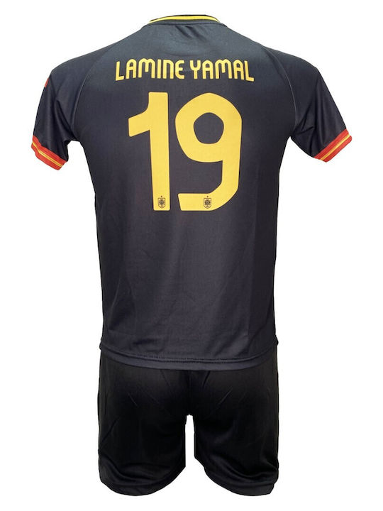 Παιδικό Σετ Ποδοσφαίρου Εθνική Ισπανίας Lamine Yamal Μαύρο Πορτοκαλί Special Edition 1909-02b