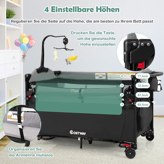 Costway Playpen with Mattress Black 125x65cm