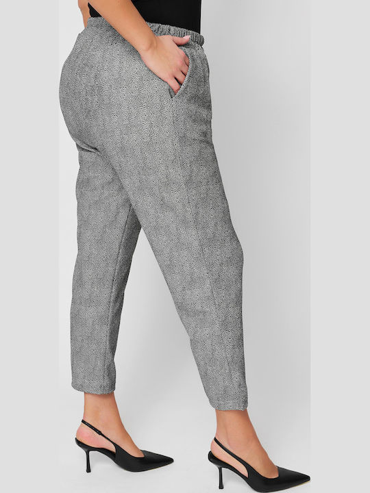 Women's Fabric Trousers with Elastic Carrot Fit
