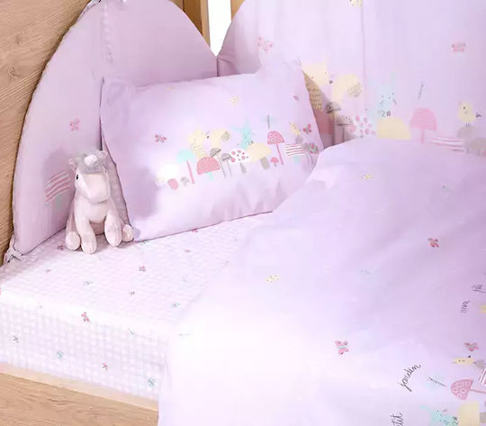 Nef-Nef Homeware Mon Petit Jardin Crib Bumpers Classic Inside Lilac 40x187cm