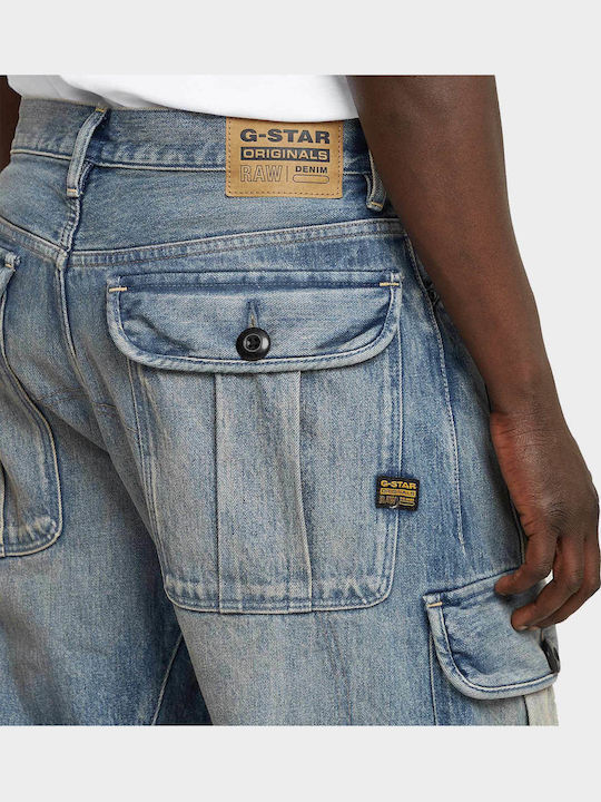 Men's Jeans Pants Cargo with Loose Fit Medium Aged Denim