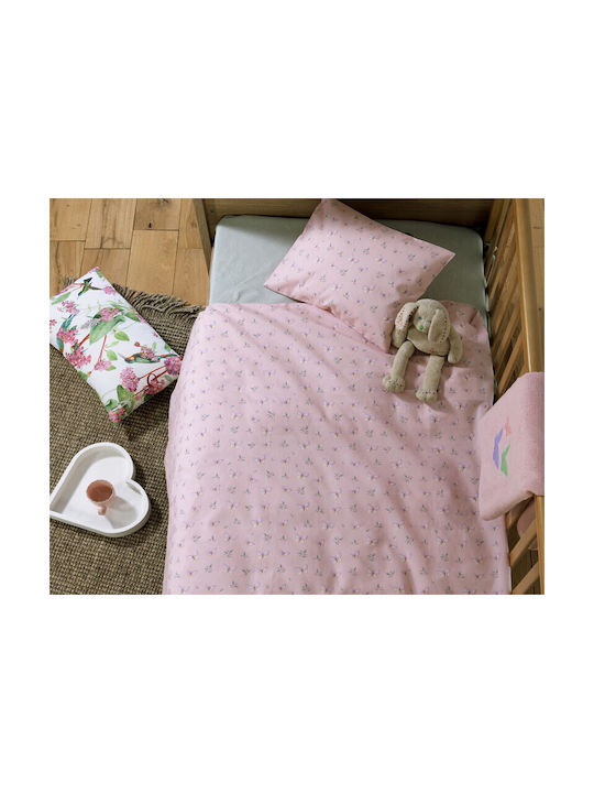 Nef-Nef Homeware Wings Of Joy Baby Sheets Set Crib Cotton Pink 170x120cm 3pcs