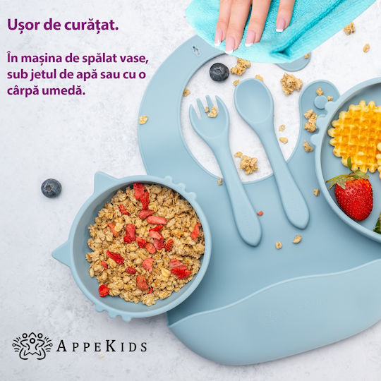 AppeKids Σετ Φαγητού από Σιλικόνη Τιρκουάζ 6τμχ