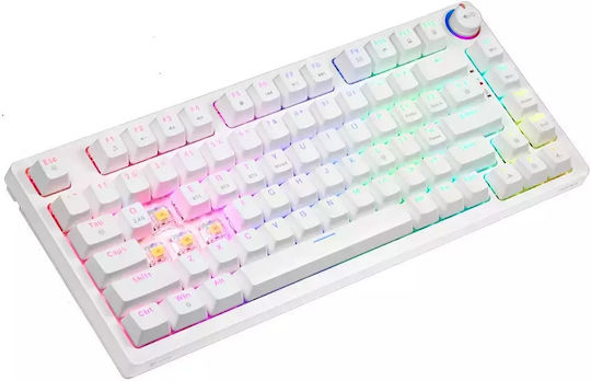 Savio Phenix Ασύρματο Gaming Μηχανικό Πληκτρολόγιο 75% με Gateron Yellow Pro διακόπτες και RGB φωτισμό (Αγγλικό US) Λευκό