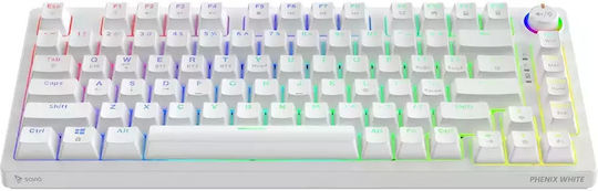 Savio Phenix Ασύρματο Gaming Μηχανικό Πληκτρολόγιο 75% με Gateron Yellow Pro διακόπτες και RGB φωτισμό (Αγγλικό US) Λευκό