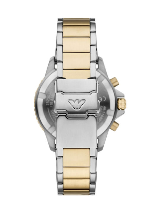Emporio Armani Men's Watch 43mm Chronograph Solar with Gold Metal Bracelet