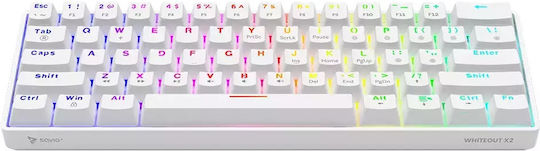 Savio Whiteout X2 Gaming Μηχανικό Πληκτρολόγιο 60% με Outemu Peach Silent διακόπτες και RGB φωτισμό (Αγγλικό US) Λευκό