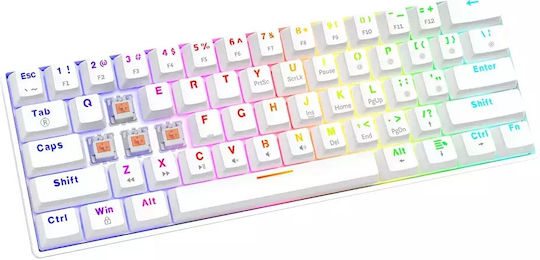 Savio Whiteout X2 Gaming Μηχανικό Πληκτρολόγιο 60% με Outemu Peach Silent διακόπτες και RGB φωτισμό (Αγγλικό US) Λευκό